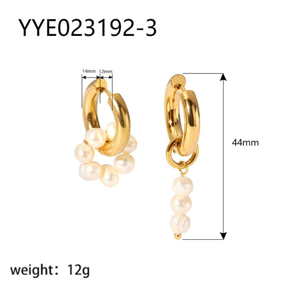 Wholesale Fashion Light Luxury Freshwater Pearl Stainless Steel Earrings With 18K Gold Plated Vacuum Real Gold Electroplating In Pvd Furnace
