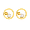 Wholesale Fashion Light Luxury Niche Geometric Hollow Round Two Color Earrings In Stainless Steel With Electroplating For Women