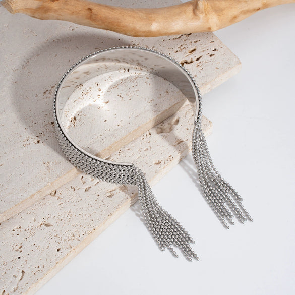 Wholesale Fashion Light Luxury Tassel Open Bracelet Stainless Steel With Pvd Furnace Vacuum Real Gold Plating