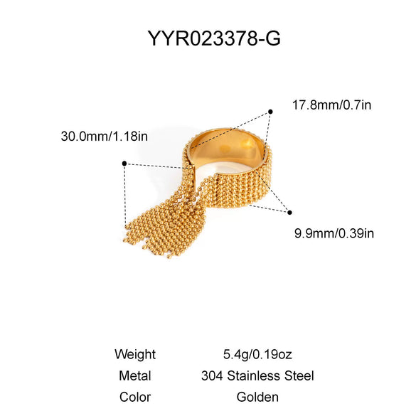 Wholesale Fashion Light Luxury Tassel Open Bracelet Stainless Steel With Pvd Furnace Vacuum Real Gold Plating