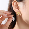 Wholesale Fashion Light Luxury 316L Stainless Steel Inlaid Imitation Pearl Earrings With Electroplating For Women