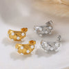 Wholesale Fashion Light Luxury 316L Stainless Steel Inlaid Imitation Pearl Earrings With Electroplating For Women