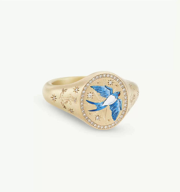 Wholesale Fashion Lion Mermaid Love Painted Stainless Steel Ring With Furnace Vacuum Plating And Animal Zodiac Pattern