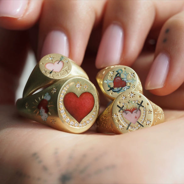 Wholesale Fashion Lion Mermaid Love Painted Stainless Steel Ring With Furnace Vacuum Plating And Animal Zodiac Pattern
