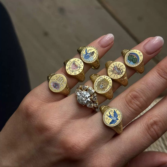 Wholesale Fashion Lion Mermaid Love Painted Stainless Steel Ring With Furnace Vacuum Plating And Animal Zodiac Pattern