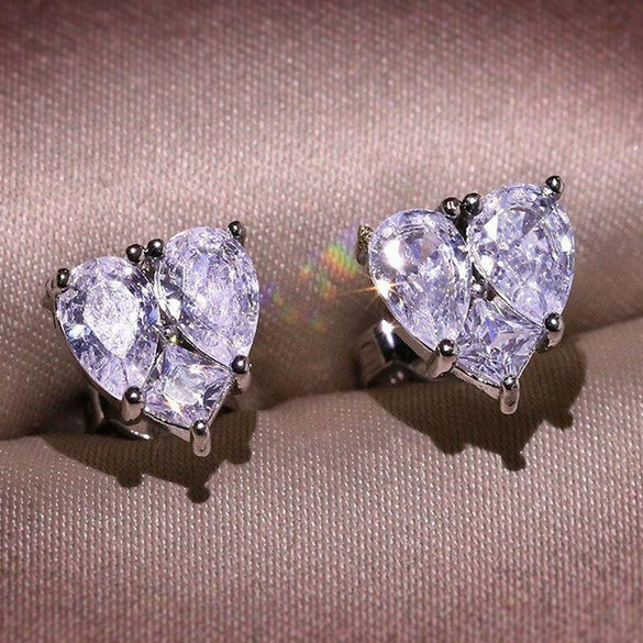 Wholesale Fashion Love Earrings Copper Heartshaped Zircon For Female