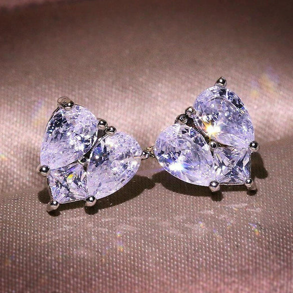 Wholesale Fashion Love Earrings Copper Heartshaped Zircon For Female