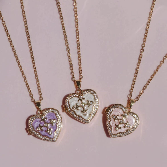 Wholesale Fashion Love Oil Dripping Opening And Closing Clavicle Necklace Copper Enamel Geometric Pendant O Word Chain Electroplated For Women