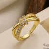 Wholesale Fashion Luxury Copper 18K Gold Plated Zircon Geometric Open Ring For Women Micropaved
