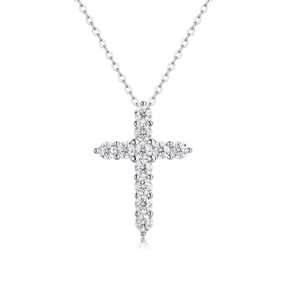 Wholesale Fashion Luxury S925 Silver Cross Moissanite Necklace With Letters Numbers Text Pattern