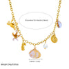 Wholesale Fashion Marine Style Stainless Steel Gold Plated Clavicle Chain With Conch Scallop Dolphin Crab Pendant Necklace Animal Zodiac Shaped Electroplated For Women