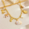 Wholesale Fashion Marine Style Stainless Steel Gold Plated Clavicle Chain With Conch Scallop Dolphin Crab Pendant Necklace Animal Zodiac Shaped Electroplated For Women