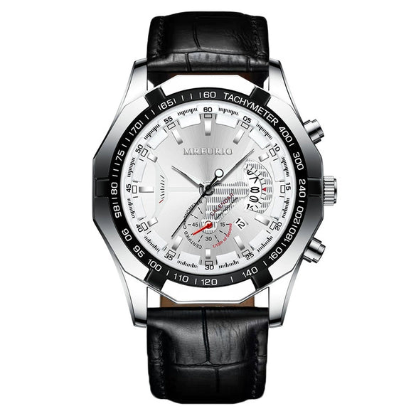 Wholesale Fashion Men's Nonmechanical Watch With Round Dial Alloy Case Imitation Leather Strap And Stainless Steel Buckle