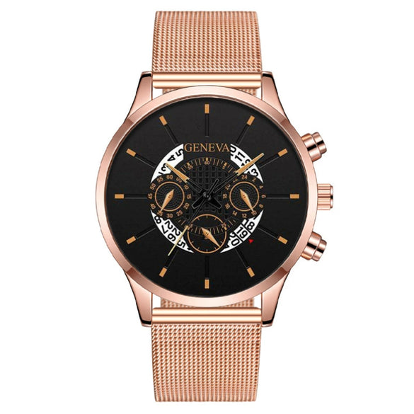 Wholesale Fashion Men's Quartz Watch With Alloy And Stainless Steel Material Round Dial Milan Belt Mesh Belt Pin Buckle