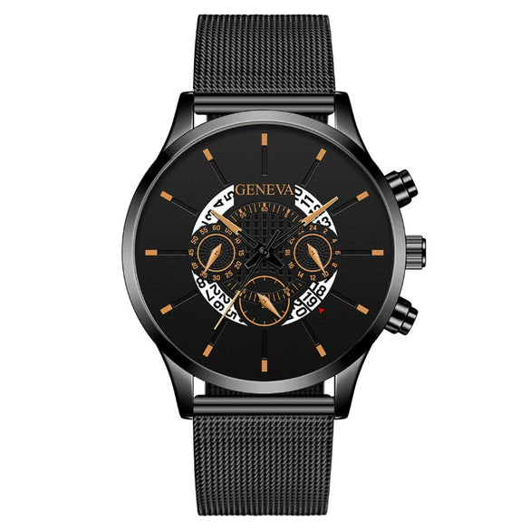 Wholesale Fashion Men's Quartz Watch With Alloy And Stainless Steel Material Round Dial Milan Belt Mesh Belt Pin Buckle