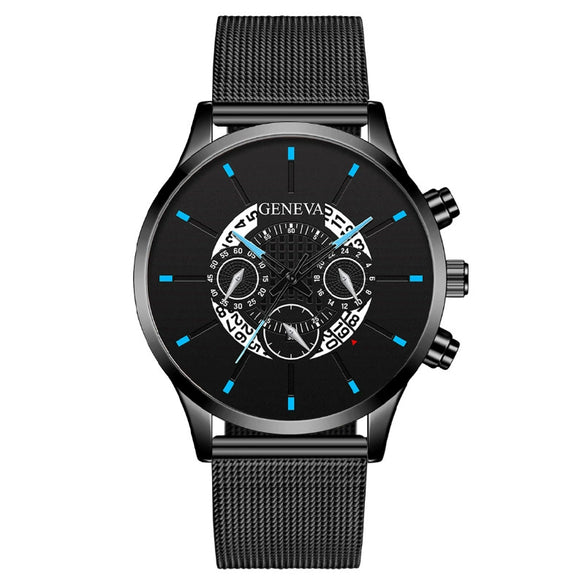 Wholesale Fashion Men's Quartz Watch With Alloy And Stainless Steel Material Round Dial Milan Belt Mesh Belt Pin Buckle
