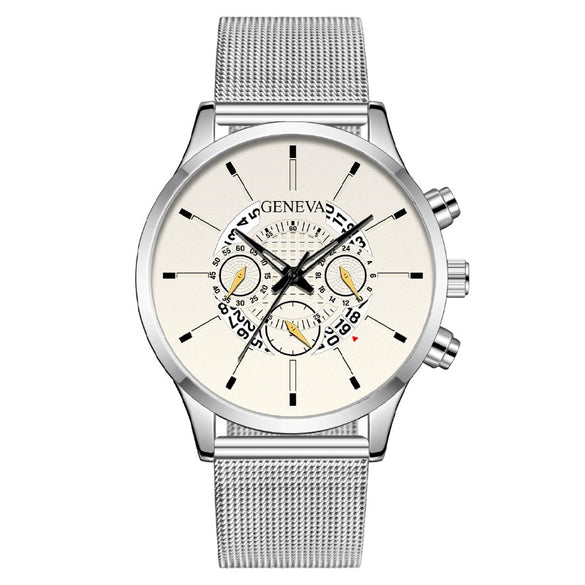 Wholesale Fashion Men's Quartz Watch With Alloy And Stainless Steel Material Round Dial Milan Belt Mesh Belt Pin Buckle