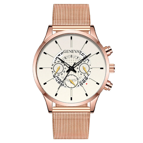Wholesale Fashion Men's Quartz Watch With Alloy And Stainless Steel Material Round Dial Milan Belt Mesh Belt Pin Buckle