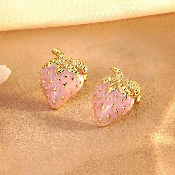 Wholesale Fashion Mini Fruit Dripping Oil Stainless Steel Earrings For Women
