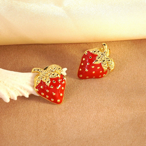 Wholesale Fashion Mini Fruit Dripping Oil Stainless Steel Earrings For Women