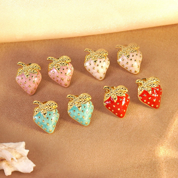 Wholesale Fashion Mini Fruit Dripping Oil Stainless Steel Earrings For Women