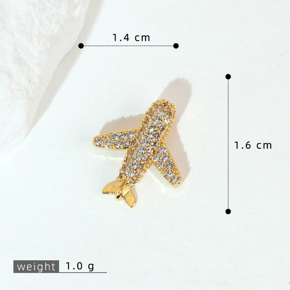 Wholesale Fashion Minimalist Aircraft Pendant Accessories Made Of Copper With 18K Gold Plated Electroplating