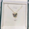 Wholesale Fashion Minimalist Copper Natural Freshwater Pearl Necklace With Abalone Shell Butterfly Pendant