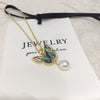 Wholesale Fashion Minimalist Copper Natural Freshwater Pearl Necklace With Abalone Shell Butterfly Pendant