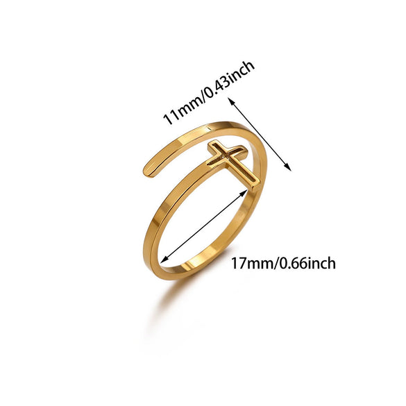 Wholesale Fashion Minimalist Geometric Light Luxury Style Fruitshaped Inlaid With Gold Stainless Steel Adjustable Open Ring Jewelry For Men And Women