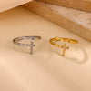 Wholesale Fashion Minimalist Geometric Light Luxury Style Fruitshaped Inlaid With Gold Stainless Steel Adjustable Open Ring Jewelry For Men And Women