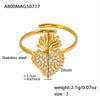 Wholesale Fashion Minimalist Stainless Steel Eightpointed Star Open Cut Out Ring With 18K Gold Electroplating For Women