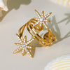 Wholesale Fashion Minimalist Stainless Steel Eightpointed Star Open Cut Out Ring With 18K Gold Electroplating For Women