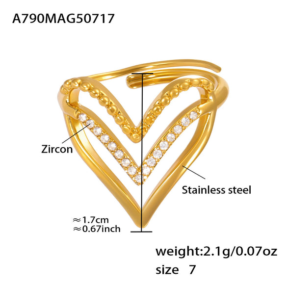 Wholesale Fashion Minimalist Stainless Steel Eightpointed Star Open Cut Out Ring With 18K Gold Electroplating For Women