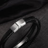 Wholesale Fashion Multilayer Stainless Steel Woven Leather Men's Bracelet Jewelry
