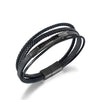 Wholesale Fashion Multilayer Stainless Steel Woven Leather Men's Bracelet Jewelry