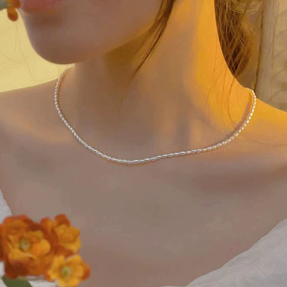 Wholesale Fashion Natural Freshwater Pearl Necklace Copper 14K Gold Plated Handmade For Women