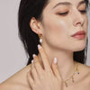 Wholesale Fashion Necklace Freshwater Pearl Stainless Steel Handmade Zircon Lapis Lazilli Clavicle Chain With Geometric Style And Electroplating Process For Women