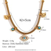 Wholesale Fashion Niche Bracelet And Necklace Set Stainless Steel Geometric Mesh Chain Beads With Turquoise Eye Electroplated For Women