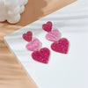 Wholesale Fashion Niche Creative Heart Acrylic Color Glitter Connect Love Long Hanging Earrings With Printing Process For Women