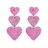 Wholesale Fashion Niche Creative Heart Acrylic Color Glitter Connect Love Long Hanging Earrings With Printing Process For Women