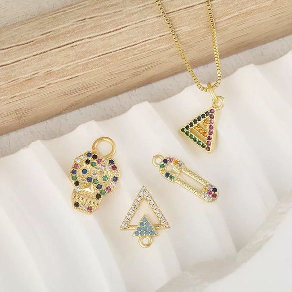 Wholesale Fashion Niche Design Copper Necklace With Cross Tripod Rhombus Geometric Pendant And Electroplating