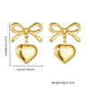 Wholesale Fashion Niche Design Goldplated Stainless Steel Heart Bow Love Pendant Hanging Earrings For Women