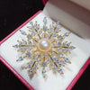 Wholesale Fashion Ol Style Copper Natural Freshwater Pearl Snowflake Zircon Brooch For Women