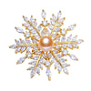 Wholesale Fashion Ol Style Copper Natural Freshwater Pearl Snowflake Zircon Brooch For Women