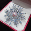 Wholesale Fashion Ol Style Copper Natural Freshwater Pearl Snowflake Zircon Brooch For Women