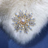 Wholesale Fashion Ol Style Copper Natural Freshwater Pearl Snowflake Zircon Brooch For Women
