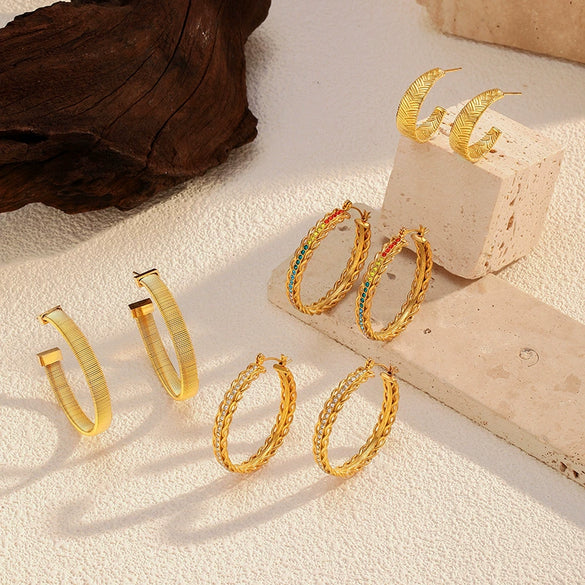 Wholesale Fashion Ol Style Electroplated Ushaped Stainless Steel Earrings For Women
