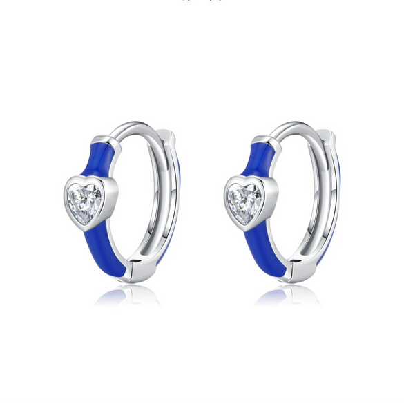 Wholesale Fashion Ol Style S925 Sterling Silver Heart Shape Dopamine Color Enamel Earring For Women