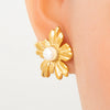 Wholesale Fashion Ol Style Stainless Steel Electroplated 18K Gold Pearl Flower Earrings For Women