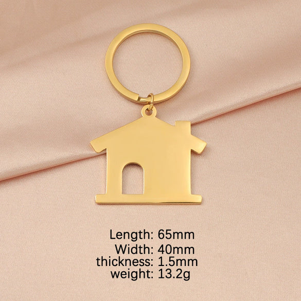 Wholesale Fashion Ol Style Stainless Steel Hollow Big House Key Pendant Key Chain Jewelry Accessories With Fine Polishing